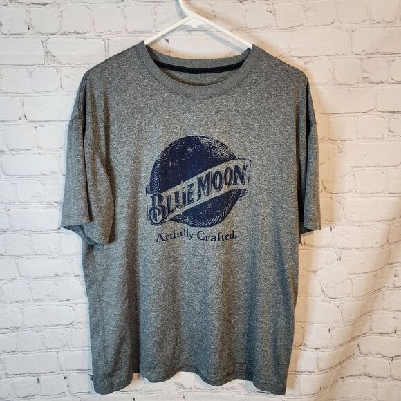 Men's Blue Moon Gray T-Shirt, Size Large, 100% Polylester - Picture 1 of 2